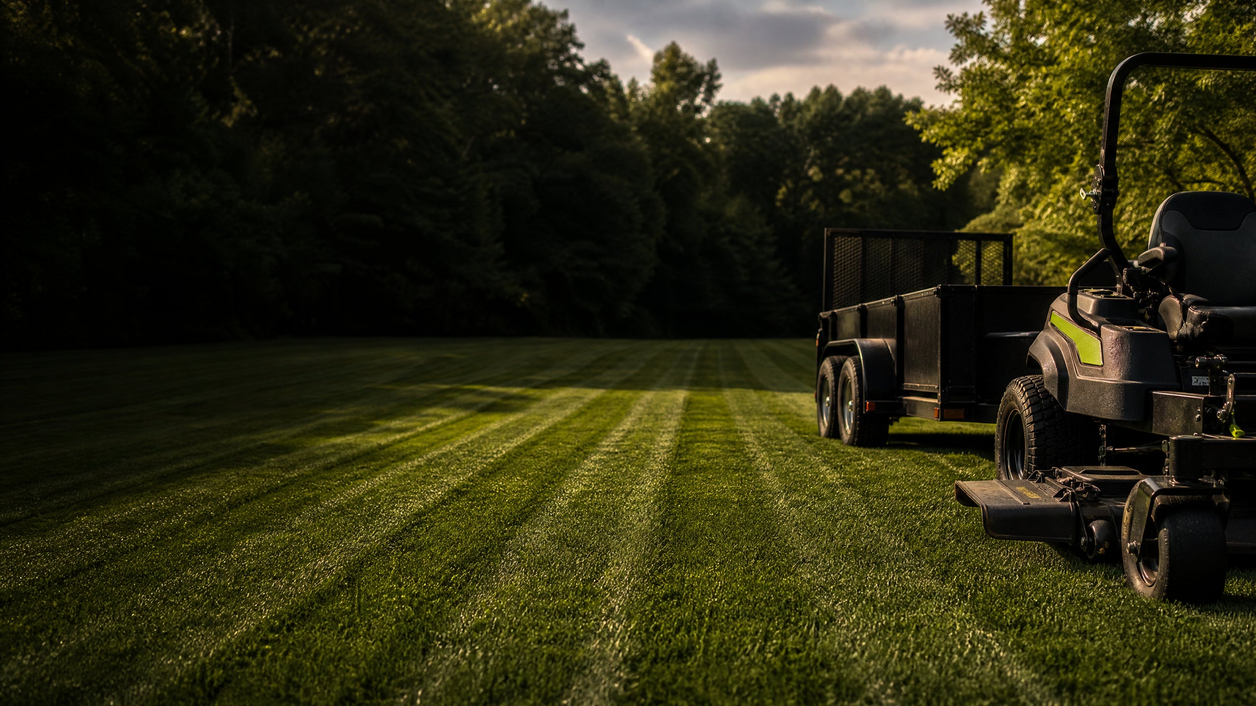 Freshly cut striped lawn